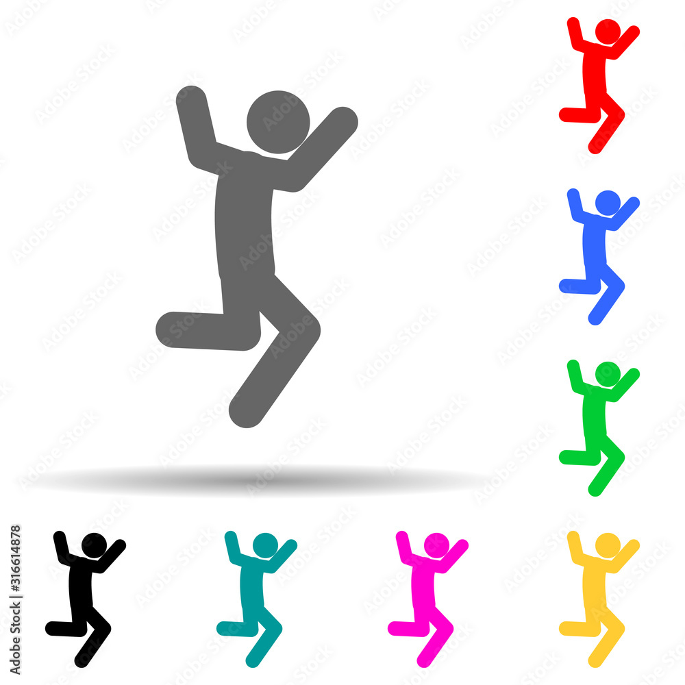 Poster jump, man multi color style icon. simple glyph, flat vector of walking,running people icons for ui a