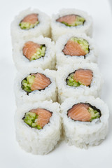 tasty sushi on the white background