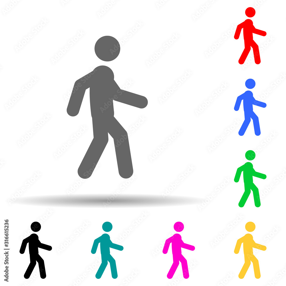 Poster walking, man multi color style icon. simple glyph, flat vector of walking,running people icons for u