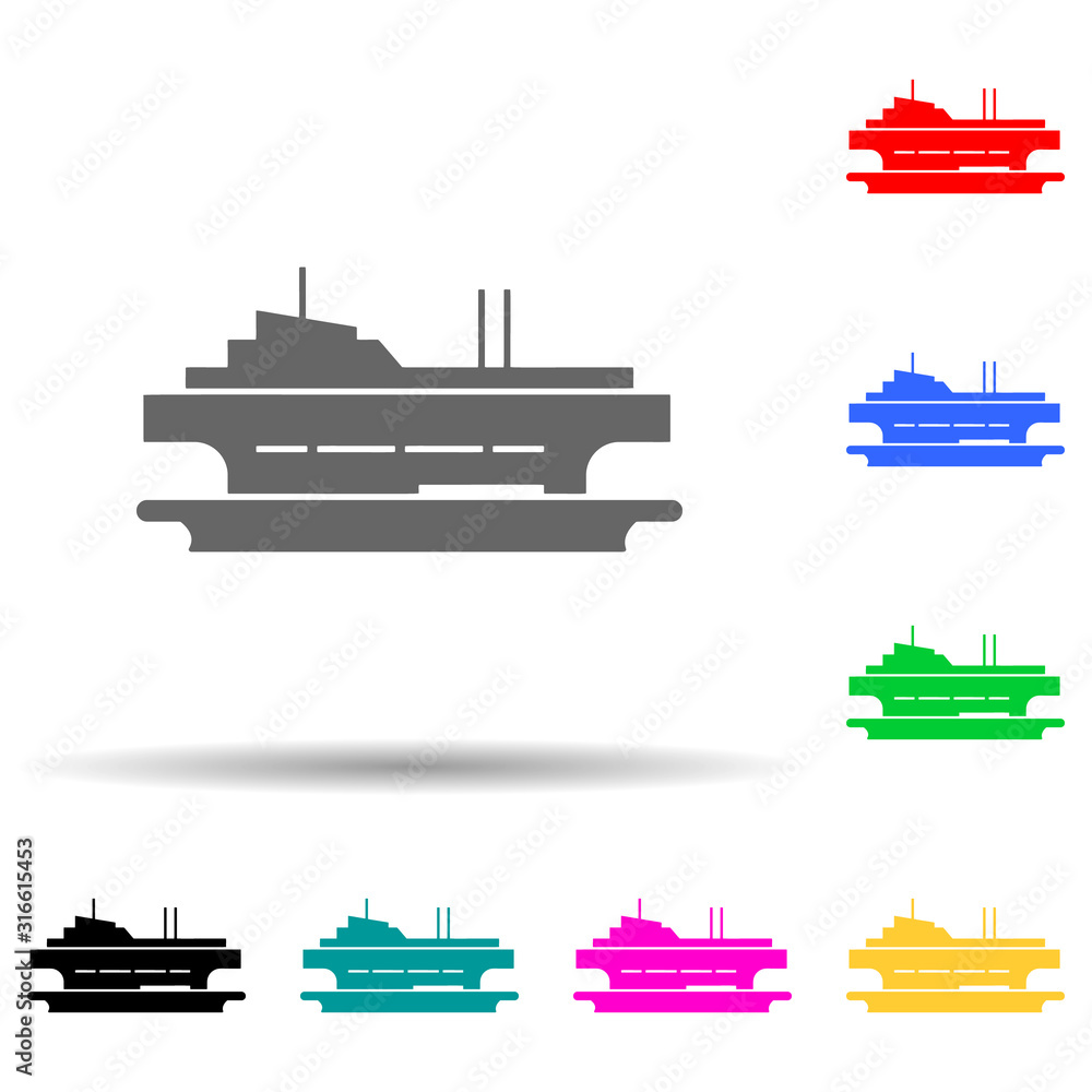 Poster ferry, ship multi color style icon. simple glyph, flat vector of water transportation icons for ui a