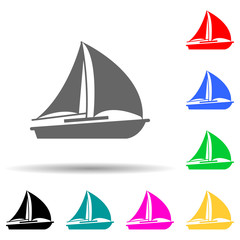 Sail, sailboat multi color style icon. Simple glyph, flat vector of water transportation icons for ui and ux, website or mobile application