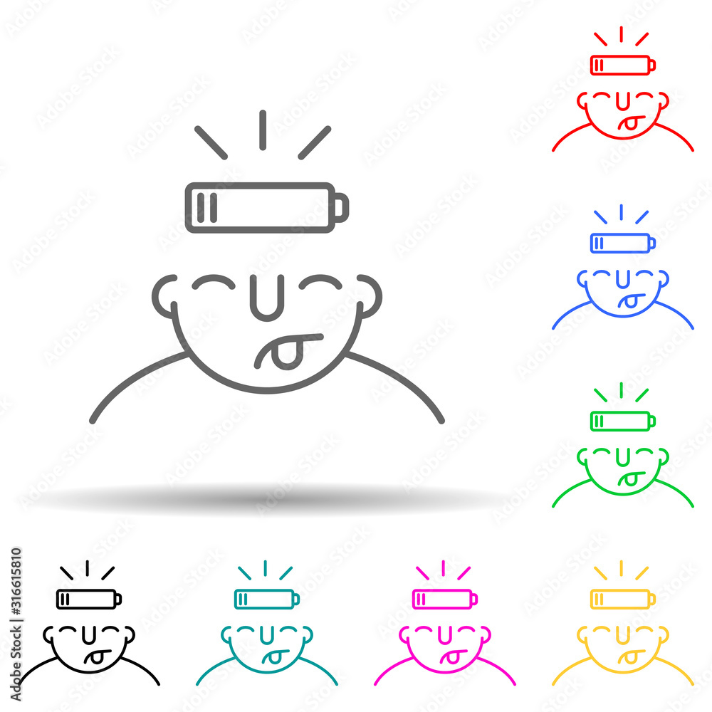 Poster energy on mind multi color style icon. simple thin line, outline vector of what is in your mind icon