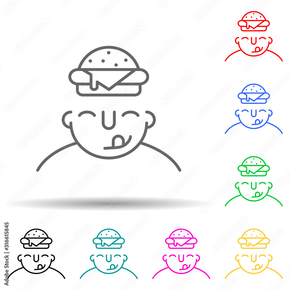 Poster hungry on mind multi color style icon. simple thin line, outline vector of what is in your mind icon