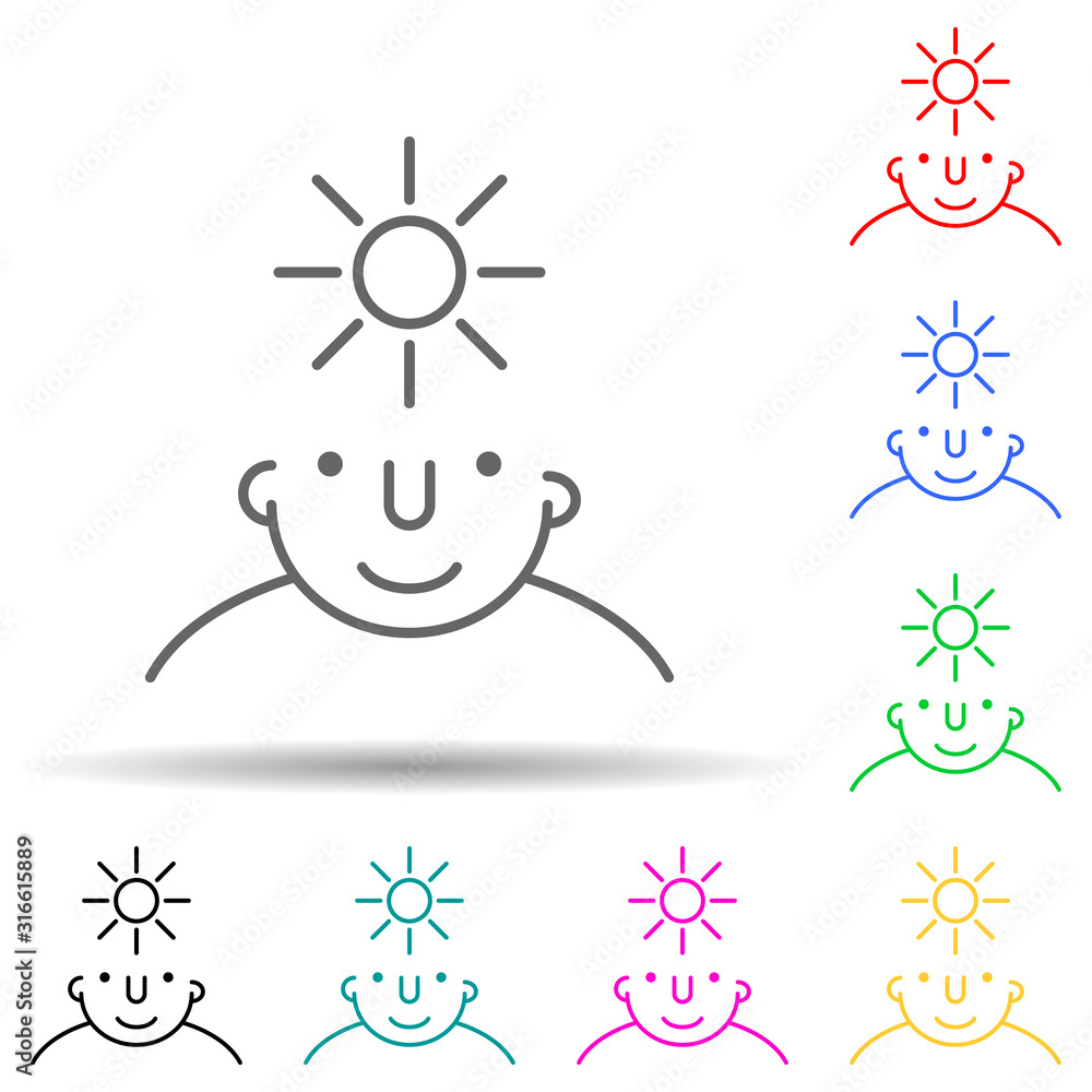 Poster happy on mind multi color style icon. simple thin line, outline vector of what is in your mind icons