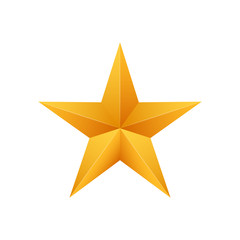 Realistic metallic golden stars isolated on white background. Vector stock illustration.