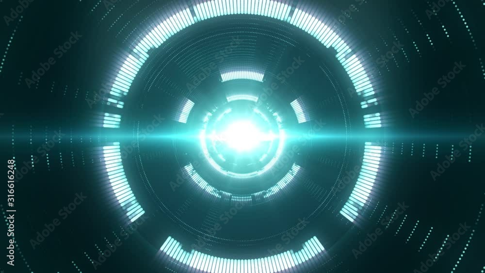 Poster abstract digital tunnel with a burst light in the center. creative futuristic background with bright