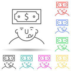 money on mind multi color style icon. Simple thin line, outline vector of what is in your mind icons for ui and ux, website or mobile application