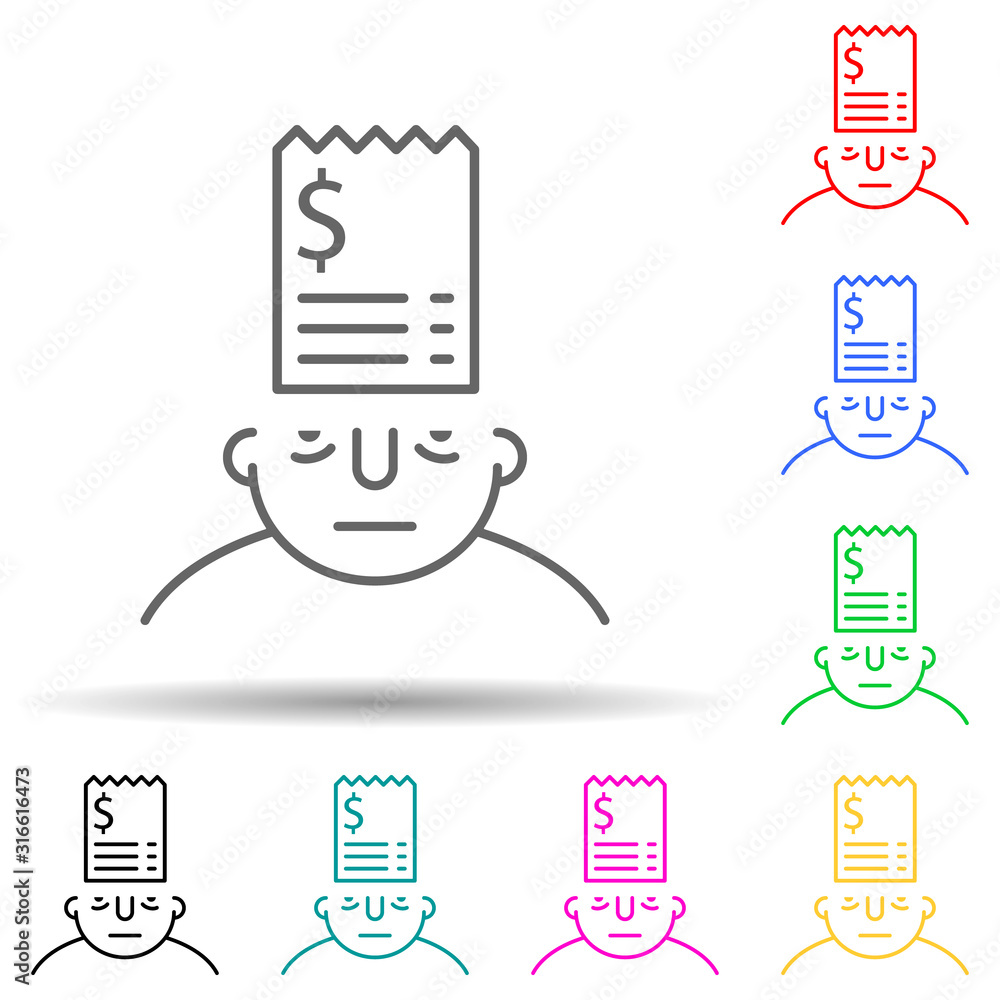 Poster debt on mind multi color style icon. simple thin line, outline vector of what is in your mind icons 
