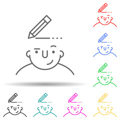 draw on mind multi color style icon. Simple thin line, outline vector of what is in your mind icons for ui and ux, website or mobile application