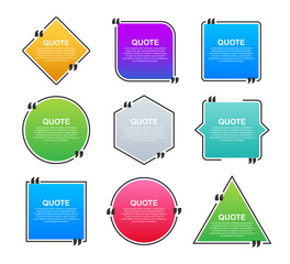 Set Quote frames. Blank template with print information design quotes. Blank template quote. Vector stock illustration.