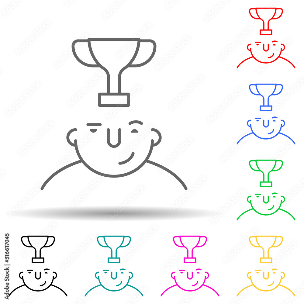 Poster trophy on mind multi color style icon. simple thin line, outline vector of what is in your mind icon