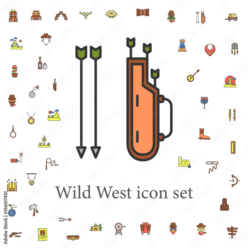 Poster bow and arrows colored icon. wild west icons universal set for web and mobile