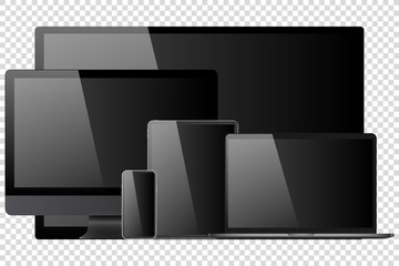Computer tv laptop mobile set vector illustration