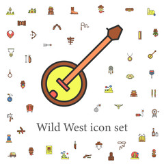 banjo colored icon. wild west icons universal set for web and mobile