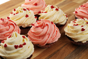 Delicious cupcake for Valentine Day. Love concept cupcakes. For celebrating Valentines Day