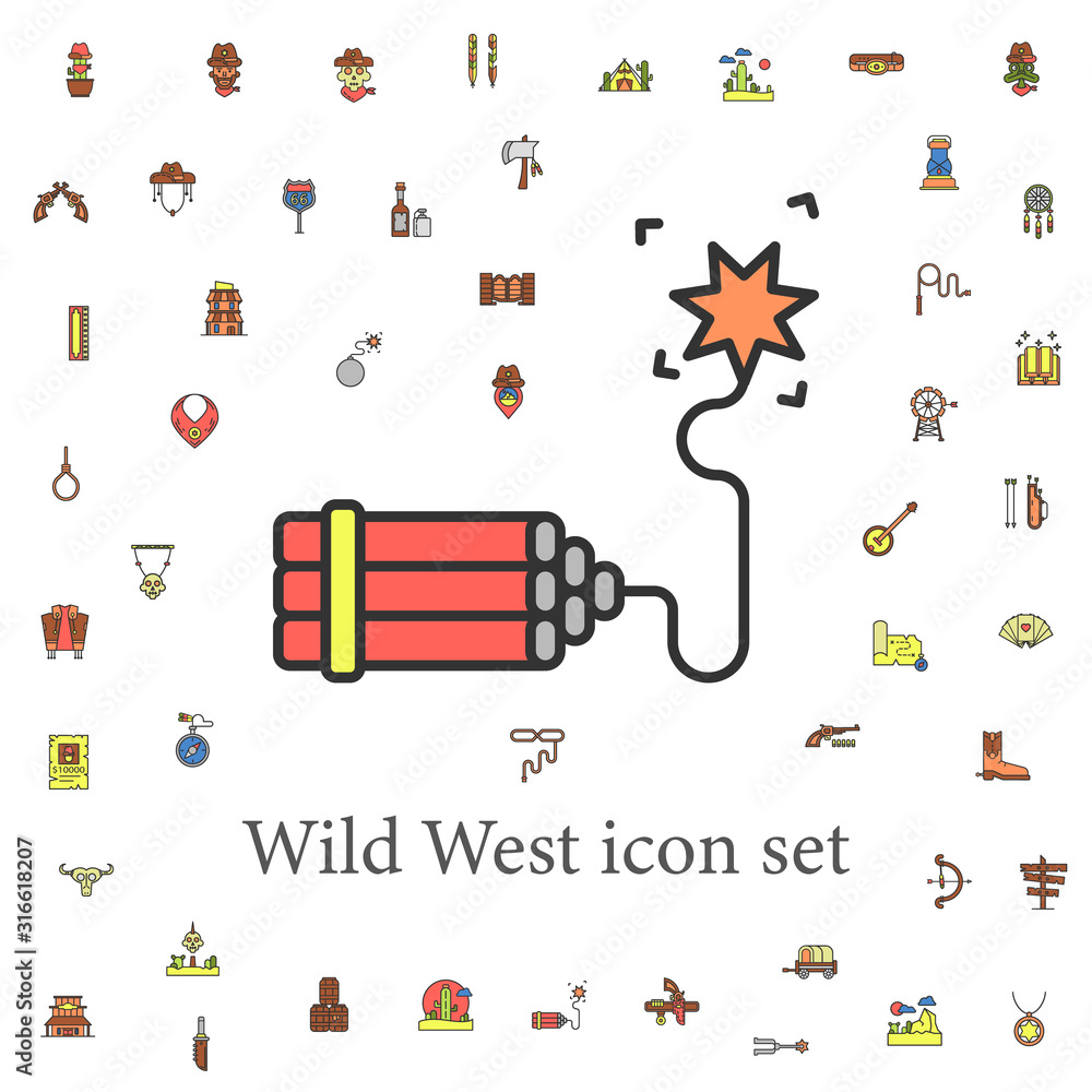 Aufkleber dynamite colored icon. wild west icons universal set for web and mobile
