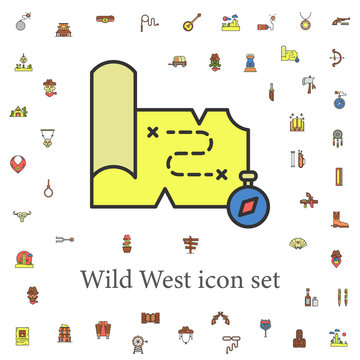 treasure map colored icon. wild west icons universal set for web and mobile