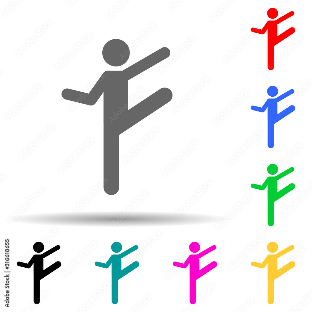 Aufkleber exercise, flexible multi color style icon. simple glyph, flat vector of yoga icons for ui and ux, we