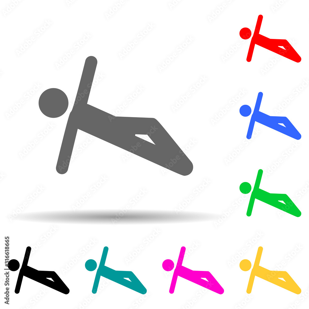 Aufkleber exercise, man multi color style icon. simple glyph, flat vector of yoga icons for ui and ux, website