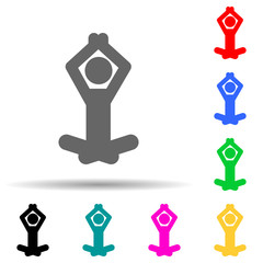 Fototapeta premium Meditate, yoga multi color style icon. Simple glyph, flat vector of yoga icons for ui and ux, website or mobile application