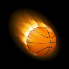 Fototapeta premium Fire burning basketball with background black. Vector stock illustration.