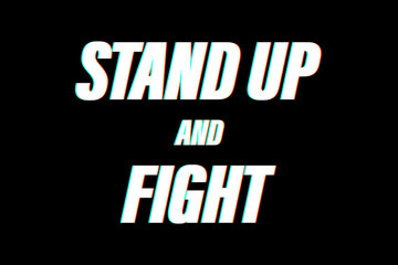 stand up fight concept black background vector illustration