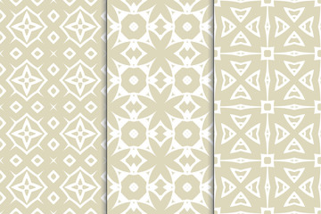 Set of seamless geometric ornaments. Abstract repeating textures. Ethnic template template for printing