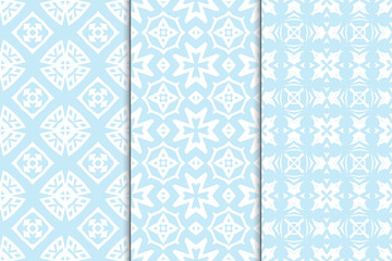 Set of seamless geometric ornaments. Abstract repeating textures. Ethnic template template for printing