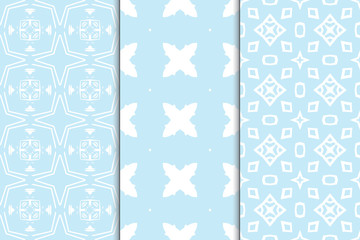 Set of seamless geometric ornaments. Abstract repeating textures. Ethnic template template for printing