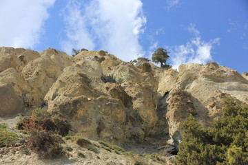 Rocky terrain, mountains of nepal, cliffs. Rocky terrain, mountains of Nepal, cliffs. Bottom view