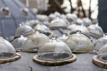 Elephant eye window glasses used in Turkish bath lighting