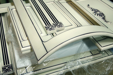 Facades and other blanks for the production of cabinet furniture, kitchen elements in retro style
