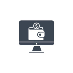 On Wallet related vector glyph icon.
