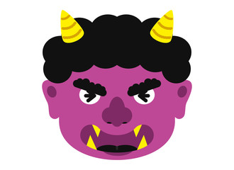 イラスト：鬼 おに オニ 節分 豆まき 素材 表情 顔 紫鬼 ムラサキオニ 紫 むらさき（ベクター有）