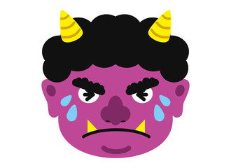 イラスト：鬼 おに オニ 節分 豆まき 素材 表情 顔 紫鬼 ムラサキオニ 紫 むらさき（ベクター有）