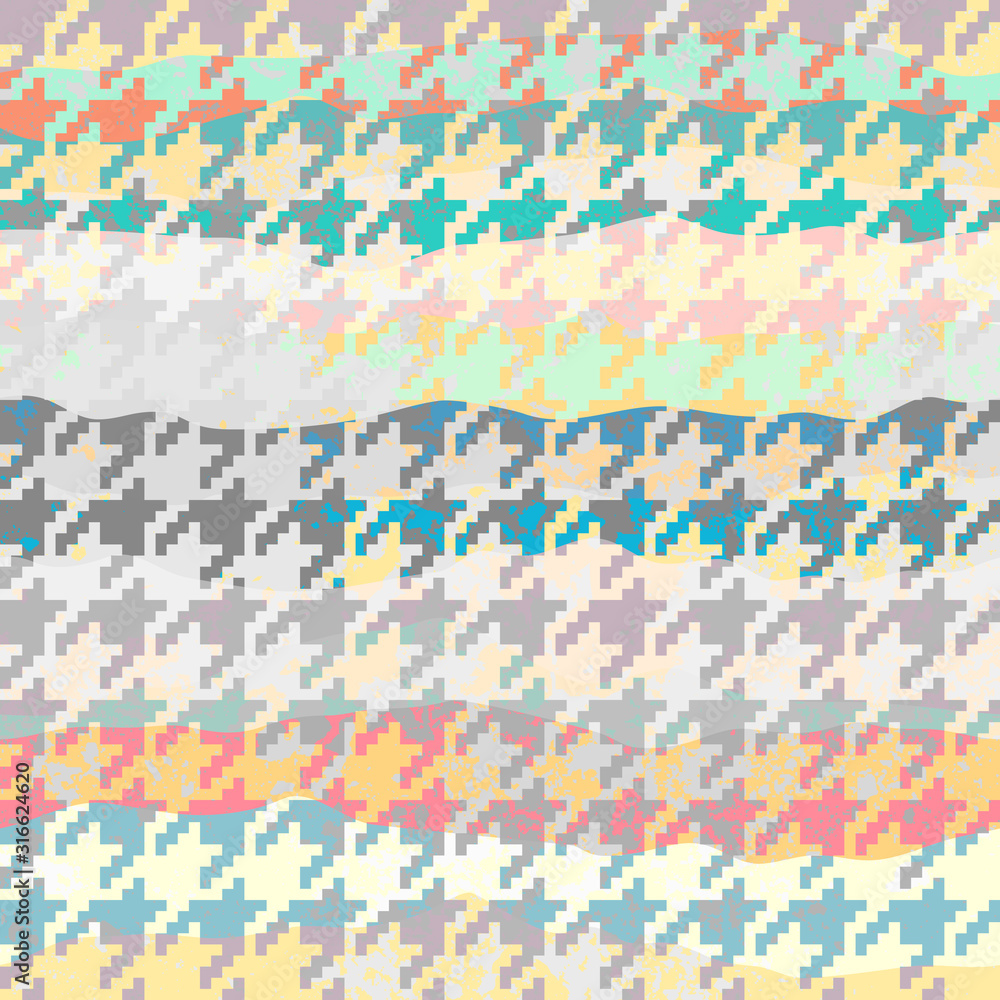 Poster seamless geometric pattern. classic hounds-tooth pattern in geometric collage style with grunge effe