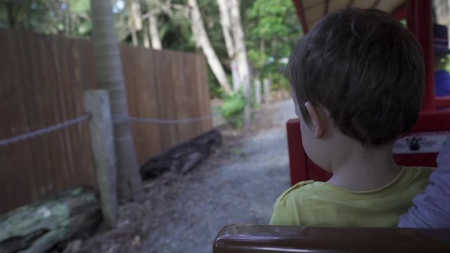 Paseo tur&iacute;sitico en tren con ni&ntilde;o asomado HD