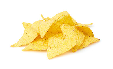 Naklejka premium Mexican nachos chips, on white background