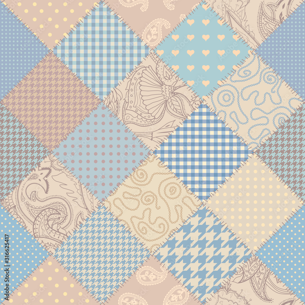 Aufkleber Seamless background pattern. Beige patchwork pattern. Vector image