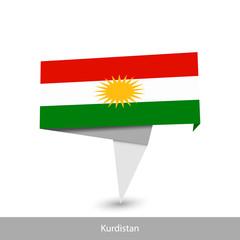Kurdistan Country flag. Paper origami banner
