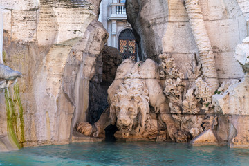 Piazza Navona Fontana dei fiumi Lion