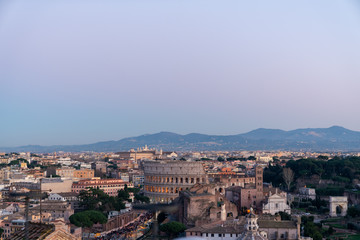 Fototapeta na wymiar colosseum rome center sunset view