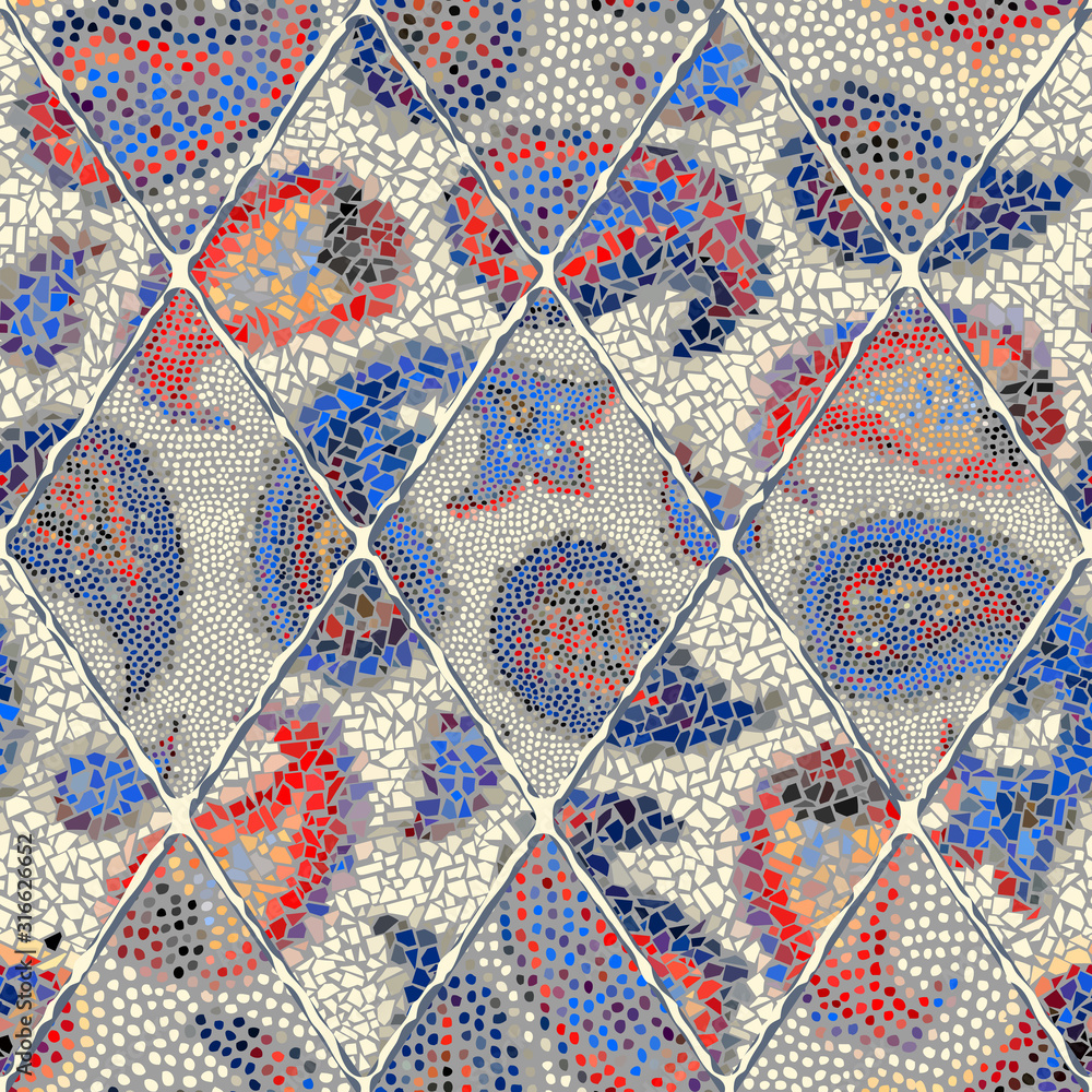 Poster Seamless mosaic art pattern. Abstract art background.. Vector image.