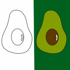 Avocado drawing. Avocado vegetable illustration.Vegetables are useful. Food and drinks for fresh. Most useful. Food for weight loss. Eat and lose weight. Green vegetables.