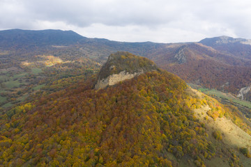 Gombori pass, Georgia country. Autumn. Drone shooting