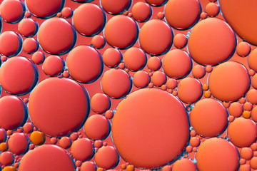 Bright bubbles made with water and coconut oil - red orange blue