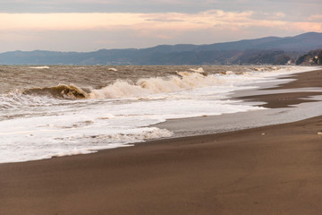 High wave view in stormy sea