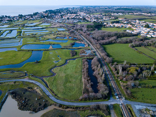 aerial view of the city, sea and lakes