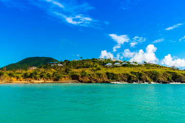 Natural landscapes on the island of Saint Martin in the Caribbean