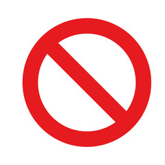 Prohibition or ban sign. Red strikethrough circle. Simple flat vector icon
